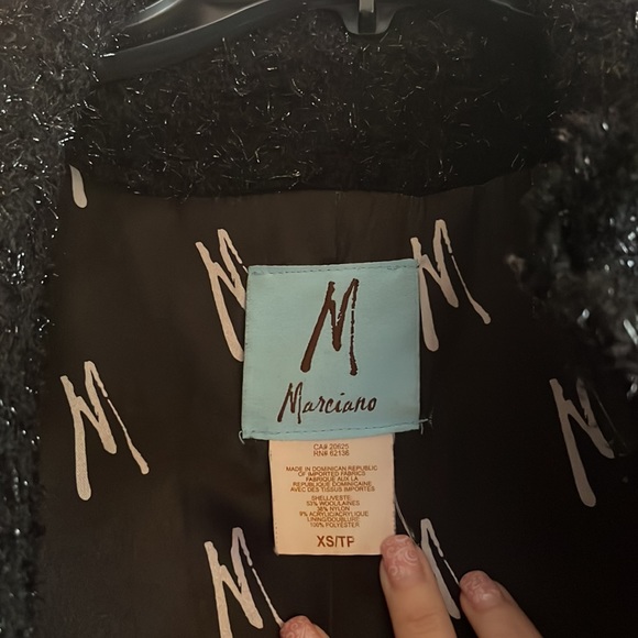 Vintage Marciano tweed long trench/pea coat in black shimmer size XS - Picture 4 of 6